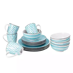 Kirklands Home Dinnerware|Turquoise Stoneware 16-pc. Dinnerware Set Blue