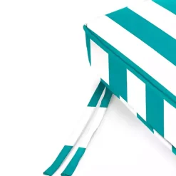 Kirklands Home Outdoor Cushions & Pillows|Turquoise Striped Outdoor Settee Cushion