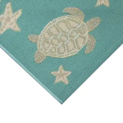 Kirklands Home Outdoor Rugs|Turquoise Turtles Indoor/Outdoor Rug, 2x3