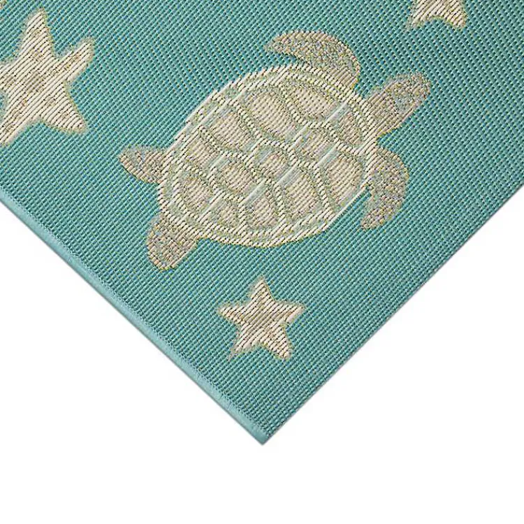 Kirklands Home Outdoor Rugs|Turquoise Turtles Indoor/Outdoor Rug, 2x3