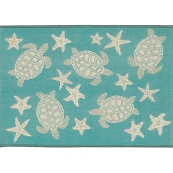 Kirklands Home Outdoor Rugs|Turquoise Turtles Indoor/Outdoor Rug, 3x4