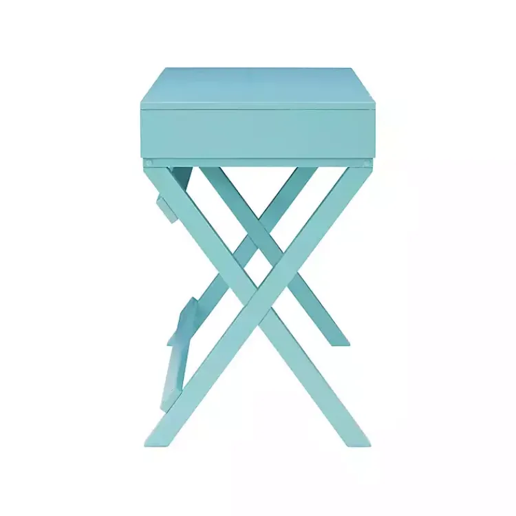 Kirklands Home Office Furniture|Turquoise Wood 2-Drawer Peggy Desk Blue