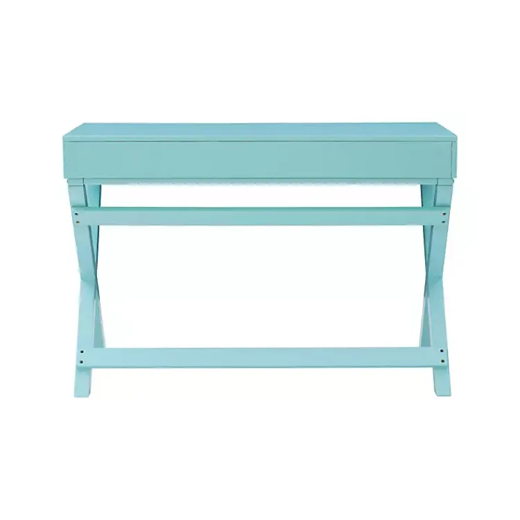 Kirklands Home Office Furniture|Turquoise Wood 2-Drawer Peggy Desk Blue