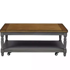 Kirklands Home Coffee Tables|Two Tone Coffee Table and End Tables, Set of 3 Gray