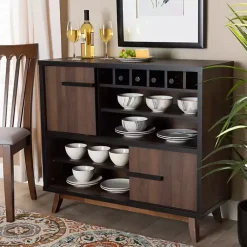 Kirklands Home Cabinets & Sideboards|Two Tone Walnut Wood Wine Storage Cabinet