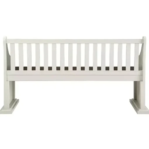 Kirklands Home Entryway Furniture|Two-Tone Dark Oak and Ivory High Back Wooden Bench White