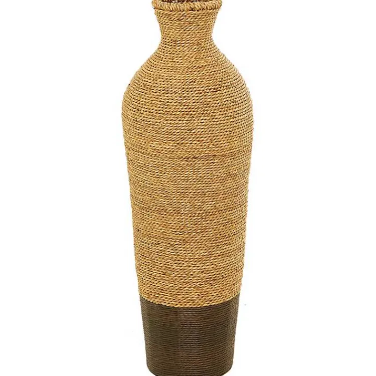 Clearance Two-Toned Natural Seagrass Floor Vase, 33 in. Vases