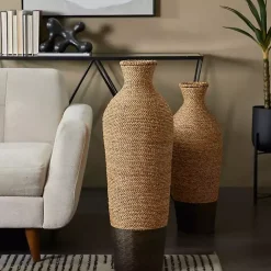 Clearance Two-Toned Natural Seagrass Floor Vase, 33 in. Vases