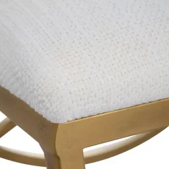 Kirklands Home Benches & Ottomans|Upholstered Gold Metal Arched Frame Bench White