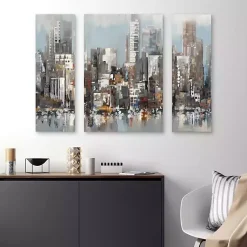 Kirklands Home Canvas Art|Urban Focus A, B, & C Canvas Art Prints, Set of 3 Gray