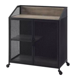 Kirklands Home Cabinets & Sideboards|Urban Mesh Door Rolling Bar Cabinet Gray
