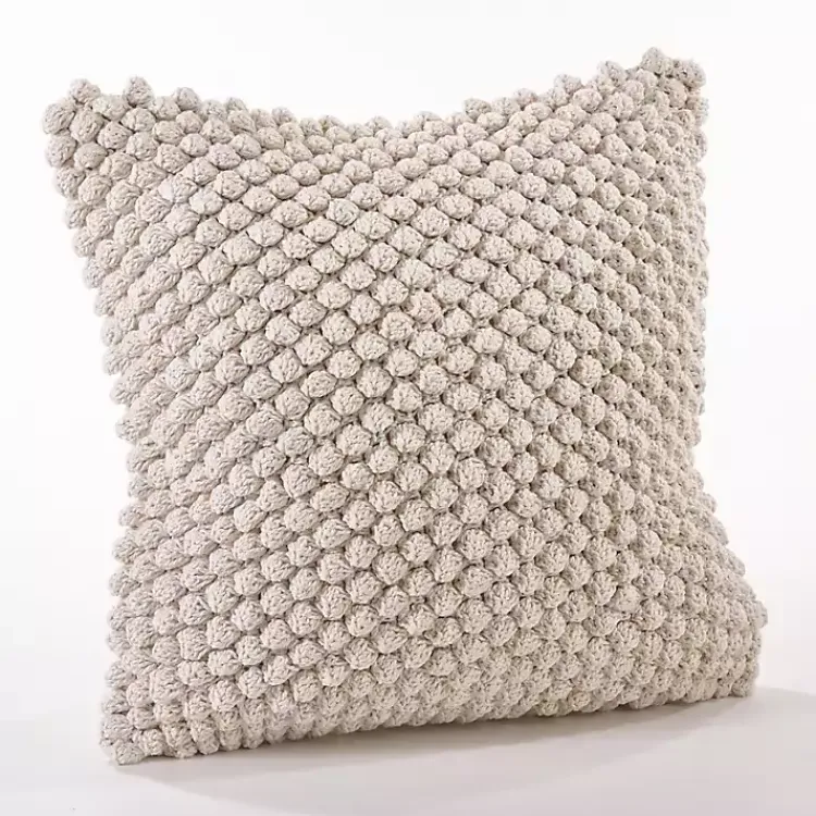Outlet Vanilla Crochet Pom Pom Cotton Throw Pillow Pillows