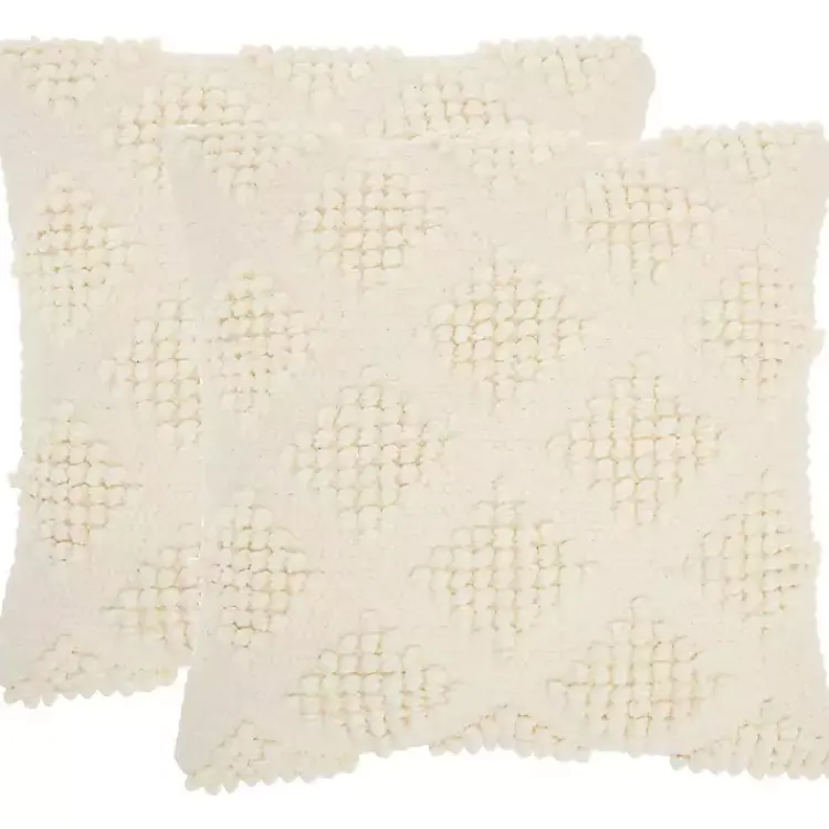 Best Vanilla Knotted Diamond Throw Pillows, Set of 2 Pillows
