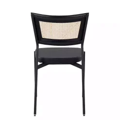 Kirklands Home Dining Chairs|Vegan Leather and Rattan Dining Chairs, Set of 2