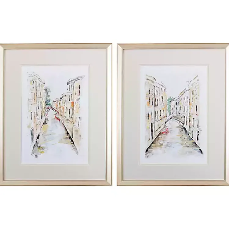 Kirklands Home Framed Art|Venice Memories Framed Art Prints, Set of 2 White