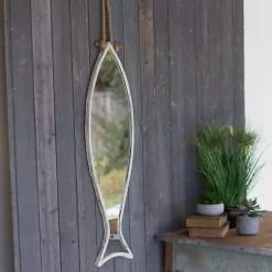 Kirklands Home Decorative Mirrors|Vertical Fish Mirror with Rope Hanger