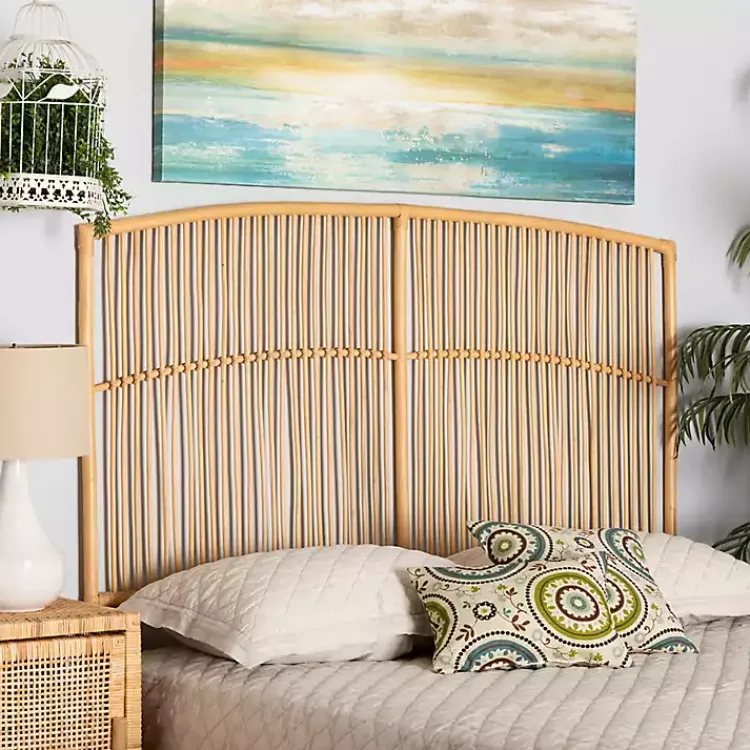 Kirklands Home Beds & Headboards|Vertical Weave Rat Queen Headboard Tan