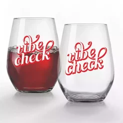 Kirklands Home Glassware & Drinkware|Vibe Check Stemless Wine Glasses, Set of 2 Red