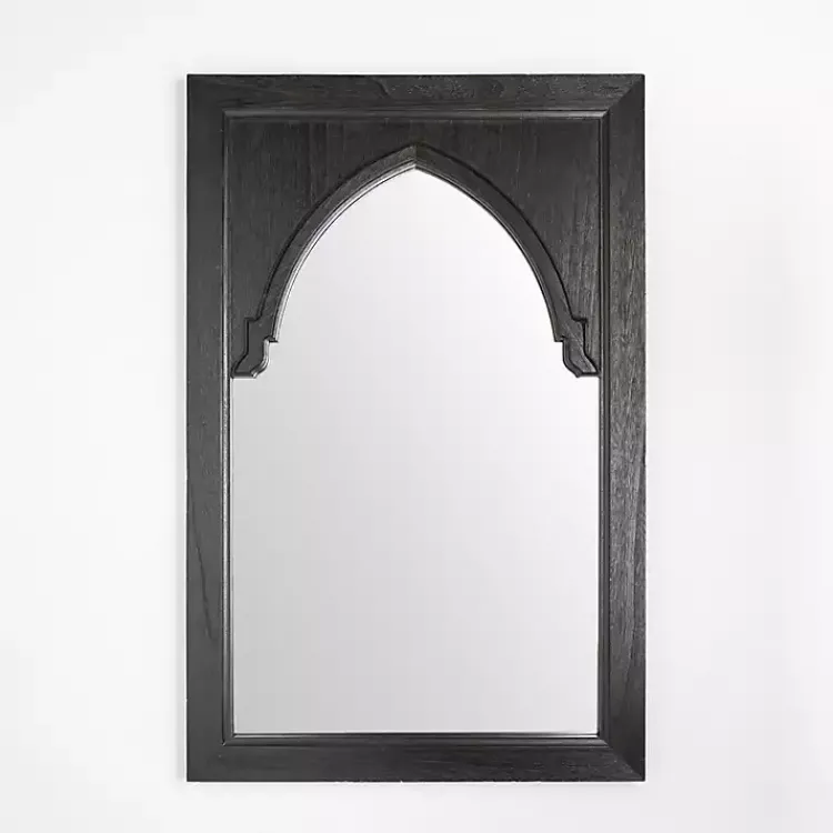 Kirklands Home Decorative Mirrors|Victor Black Wood Vault Wall Mirror