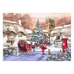 Clearance Village and Santa Canvas Art Print Christmas Art & Wall Decor