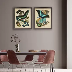 Kirklands Home Framed Art|Vintage Butterflies II Framed Art Prints, Set of 2 Multi
