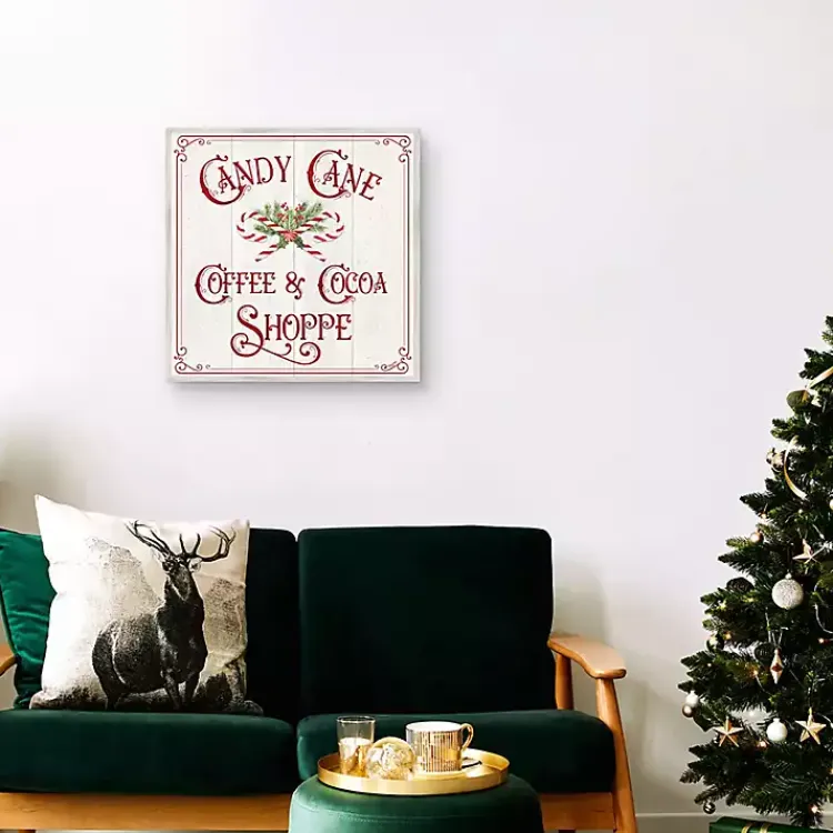 Outlet Vintage Candy Cane Christmas Canvas Wall Plaque Christmas Art & Wall Decor
