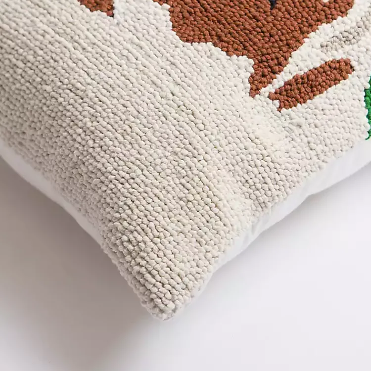 Sale Vintage Cheerful Santa Hooked Christmas Pillow Christmas Pillows