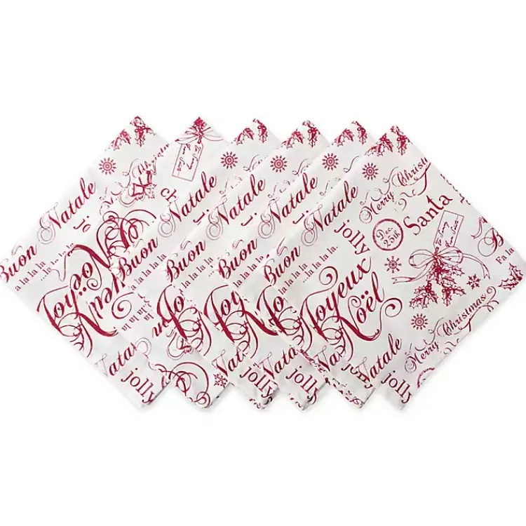 Best Vintage Christmas Print Napkins, Set of 6 Christmas Dining & Entertaining