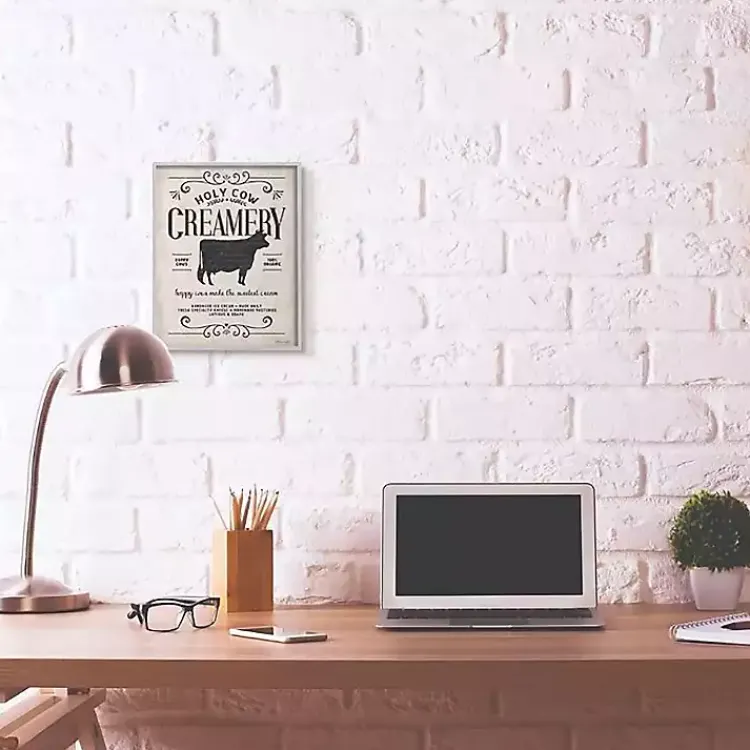 Kirklands Home Wall Quotes & Signs|Vintage Creamery Cow Framed Wall Plaque Ivory