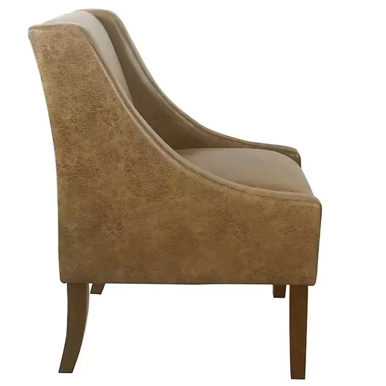 Kirklands Home Accent Chairs|Vintage Faux Leather Swoop Accent Chair Brown