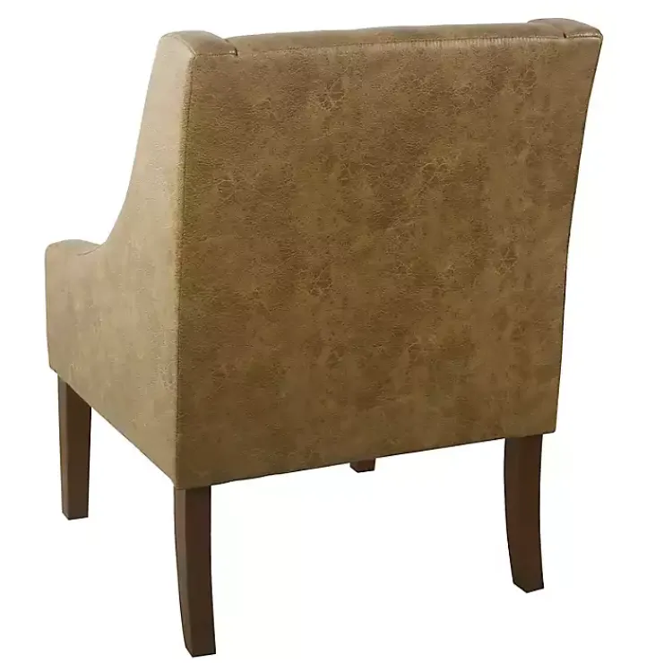 Kirklands Home Accent Chairs|Vintage Faux Leather Swoop Accent Chair Brown