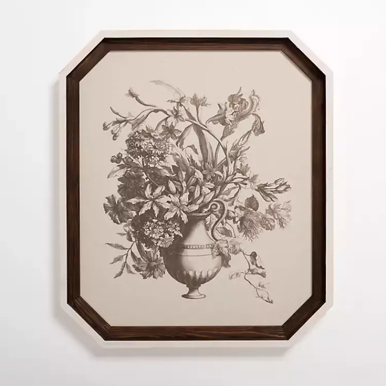 Kirklands Home Framed Art|Vintage Floral Octagon Framed Art Print