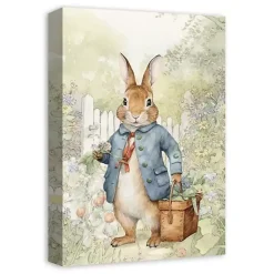 New Vintage Garden Bunny Canvas Art Print Easter Decorations