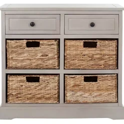 Kirklands Home Cabinets & Sideboards|Vintage Cabinet with Woven Baskets Gray