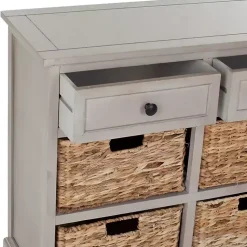 Kirklands Home Cabinets & Sideboards|Vintage Cabinet with Woven Baskets Gray