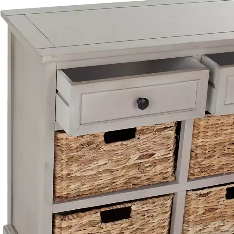 Kirklands Home Cabinets & Sideboards|Vintage Cabinet with Woven Baskets Gray