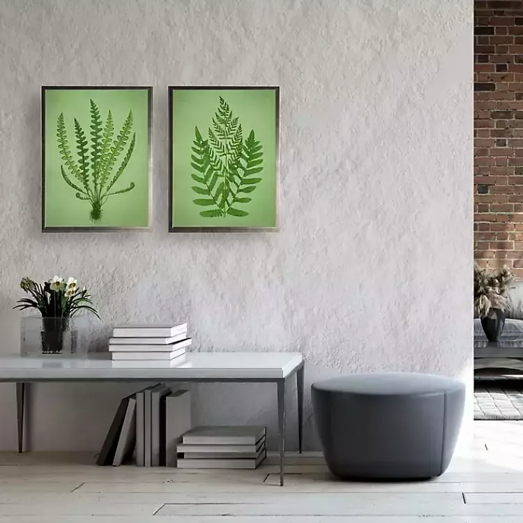 Kirklands Home Framed Art|Vintage Ferns II Framed Art Prints, Set of 2 Green