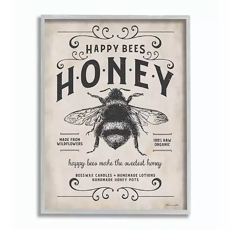 Kirklands Home Wall Quotes & Signs|Vintage Honey Bee Framed Wall Plaque Ivory
