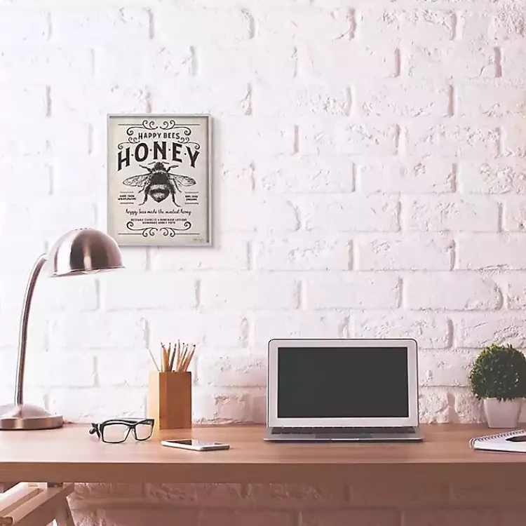 Kirklands Home Wall Quotes & Signs|Vintage Honey Bee Framed Wall Plaque Ivory