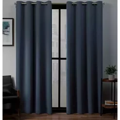 Kirklands Home Curtains & Drapes|Vintage Indigo Woven Curtain Panel Set, 84 in. Blue