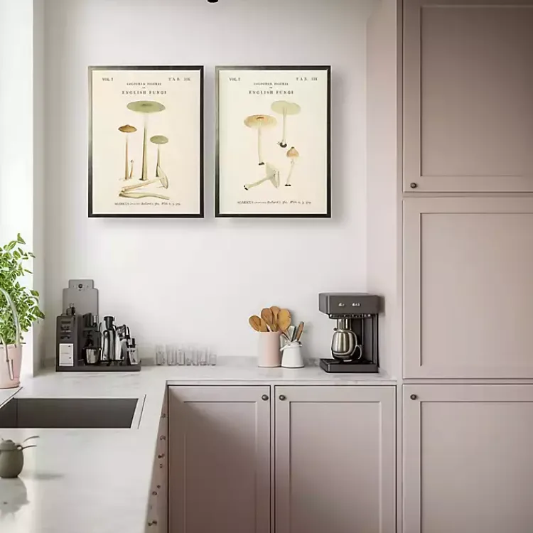 Kirklands Home Framed Art|Vintage Mushrooms I Framed Art Prints, Set of 2