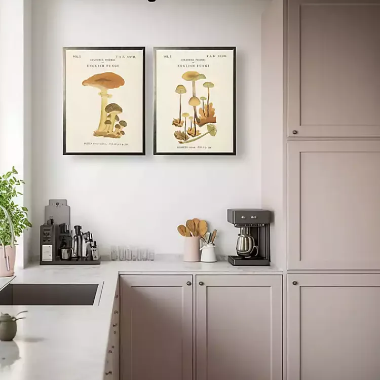 Kirklands Home Framed Art|Vintage Mushrooms II Framed Art Prints, Set of 2