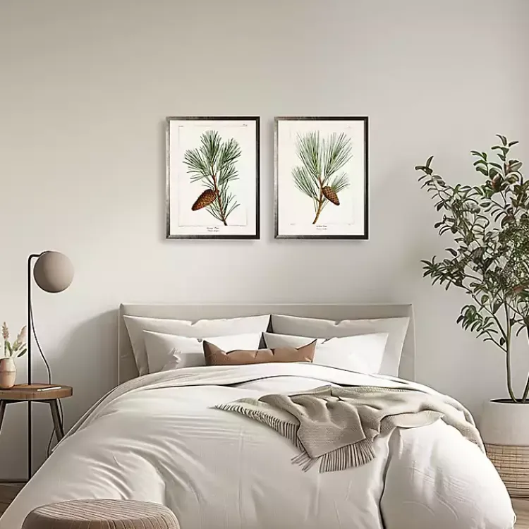 Kirklands Home Framed Art|Vintage Pine Leaves Framed Art Prints, Set of 2