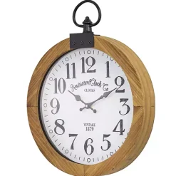 Kirklands Home Clocks|Vintage Pocket Watch Wooden Wall Clock