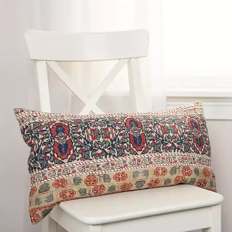 Clearance Vintage Prints Cotton Lumbar Pillow Pillows