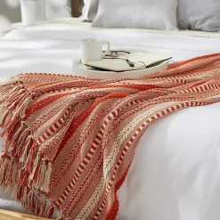 Outlet Vintage Braided Fringe Throw Blankets & Throws