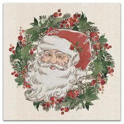 Discount Vintage Santa Wreath Canvas Art Print Christmas Art & Wall Decor