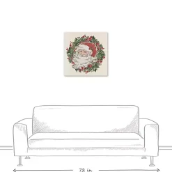 Discount Vintage Santa Wreath Canvas Art Print Christmas Art & Wall Decor