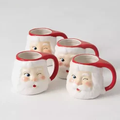 Hot Vintage Winking Santa Mugs, Set of 4 Christmas Dining & Entertaining