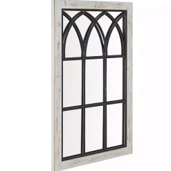 Kirklands Home Decorative Mirrors|Vista Arched Windowpane Mirror Ivory